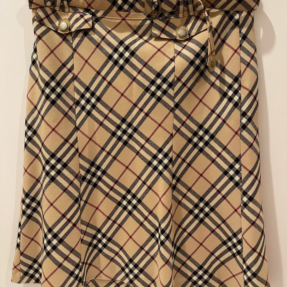 Burberry Tan and Black A-Line Knee-Length Skirt